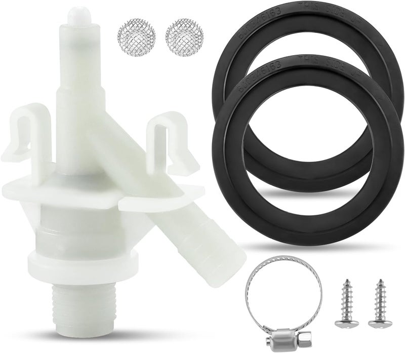 Fetechmate 385311641 RV Toilet Valve Kit with 385311658 Flush Ball Seal Compatible with Dom-etic 300, 301, 310, 311, 320, 321 Series Pedal-Flush Toilets RV Toilet Parts Seal for Camper Toilet - 1 Set - Image 1